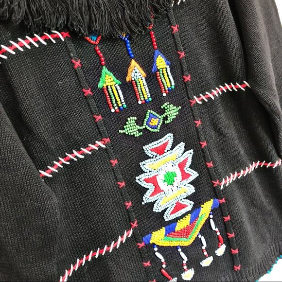 Vintage 80’s Victoria Jones Tribal Beaded Sweater - Picture 6 of 8